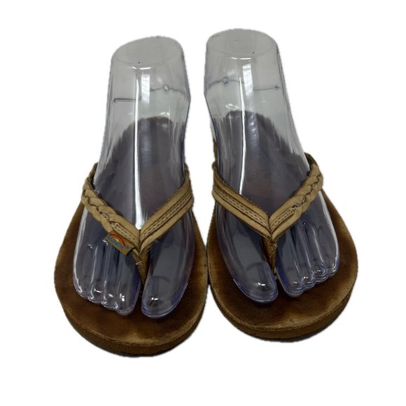 Rainbow Womens Real Leather Braided Thongs Flip Flops Sandals LM (6.5-7.5) - Picture 4 of 6